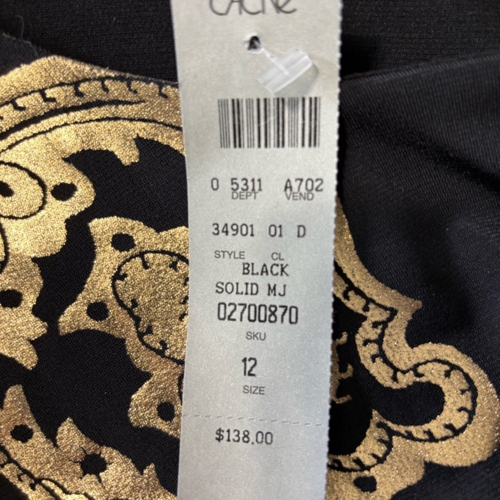 Cache Black Metallic Paisley Dress Size 12 - Picture 8 of 9